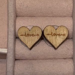 wooden heart earrings